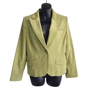 Petite Sophisticate Jacket Women's Green Corduroy Blazer Jacket Size 10